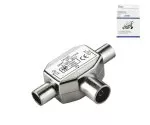 DINIC splitter 2x coaxial coupling to 1x coaxial plug, 2 radios to 1 antenna socket, metal